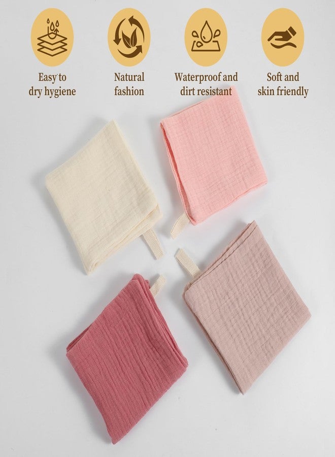 Hpmjz 4 Pcs Muslin Face Cloths Soft Wash Towels Cotton Absorbent Cloths Makeup Remover Cloth Reusable Washcloths for Skin Care Facial Makeup Daily Cleansing Travel Women Men Adult - Image 3